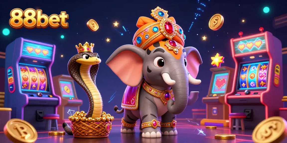 Experience thrilling wins with 88bet's vibrant casino atmosphere featuring a maharaja and a jewel-encrusted elephant.