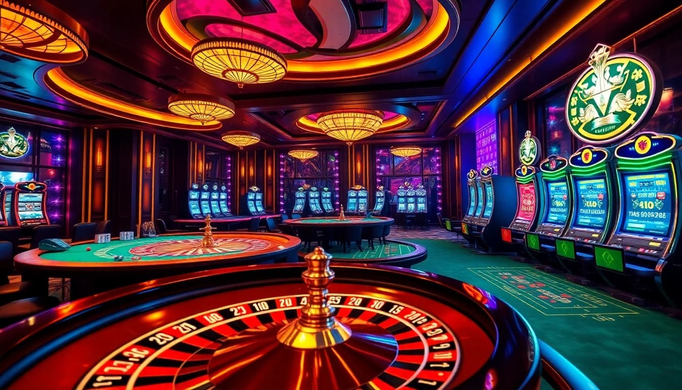 Action-packed gaming experience at Nhà cái Jun88 with vibrant casino tables and thrilling roulette.