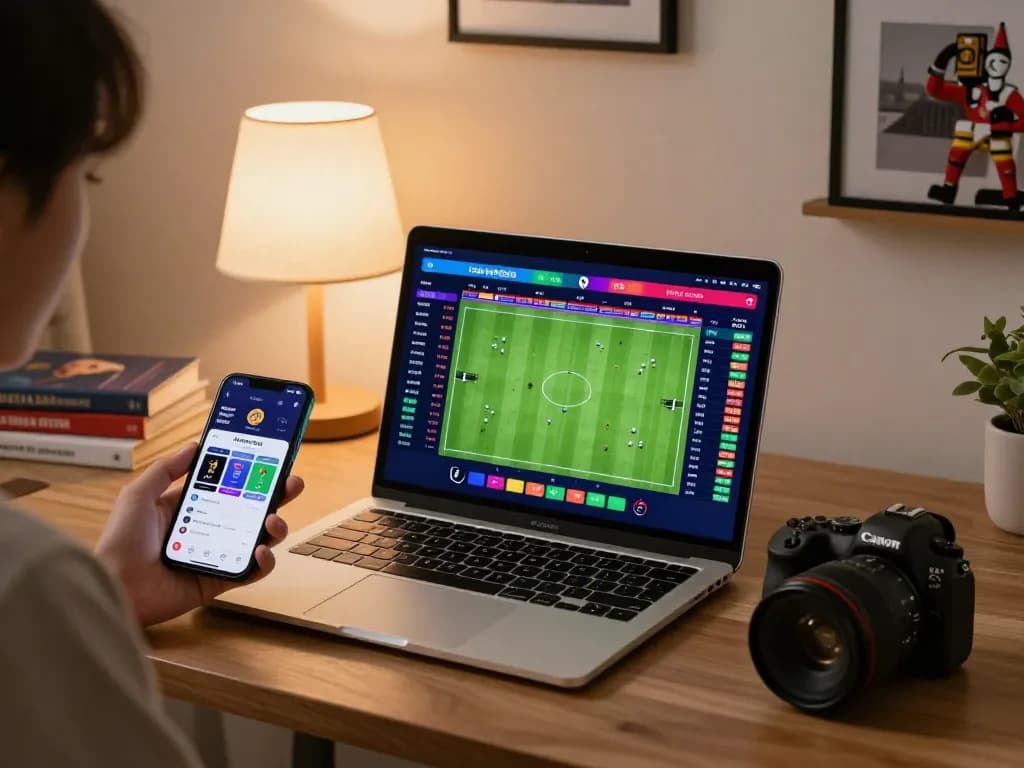 Engaging sports betting experience with live แทงบอล odds displayed on a laptop during a game.