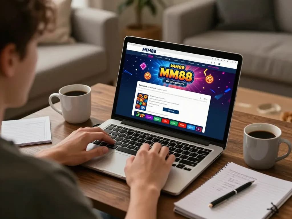 Engaging with the mm88 link online poker interface in a cozy home environment.