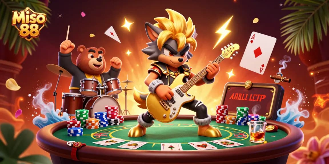 Experience the exciting atmosphere of Miso 88 with dynamic characters and vibrant casino elements.