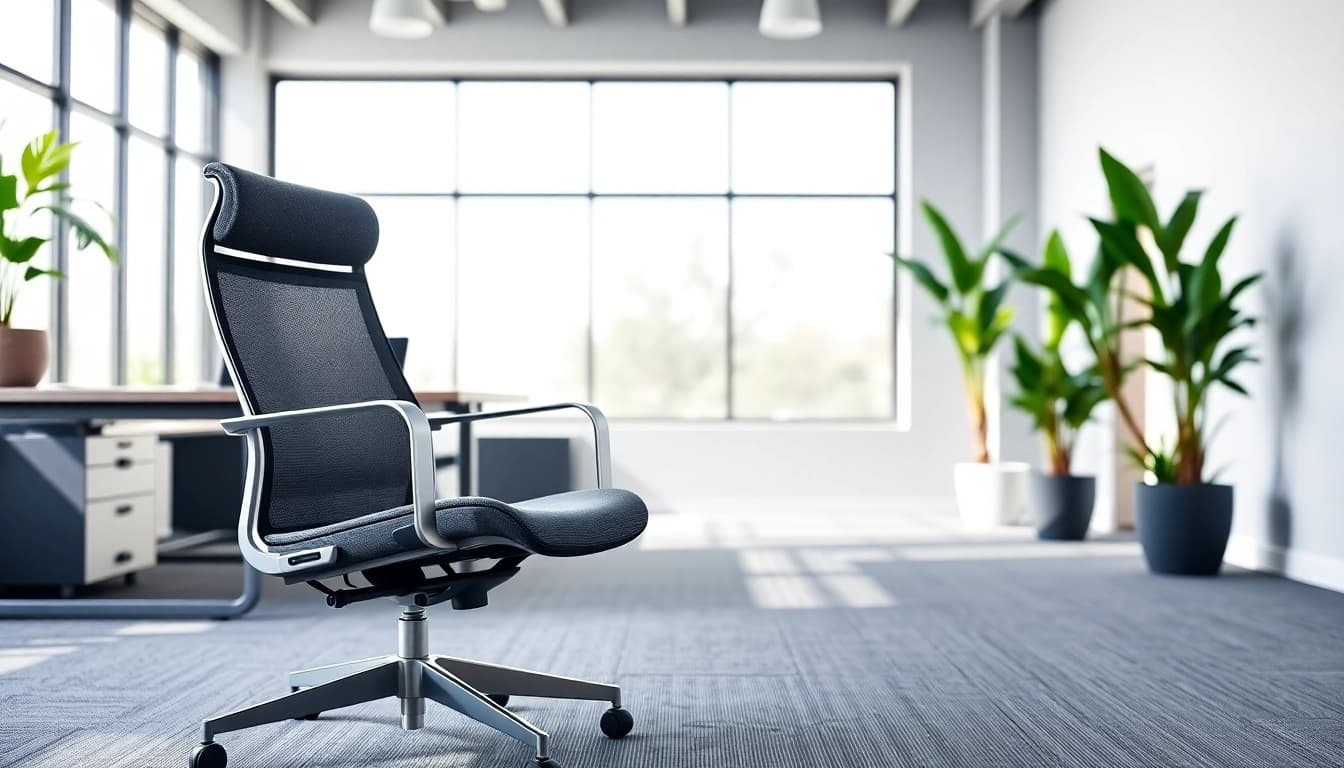 Refurbished Vitra chair in modern office, showcasing ergonomic design.