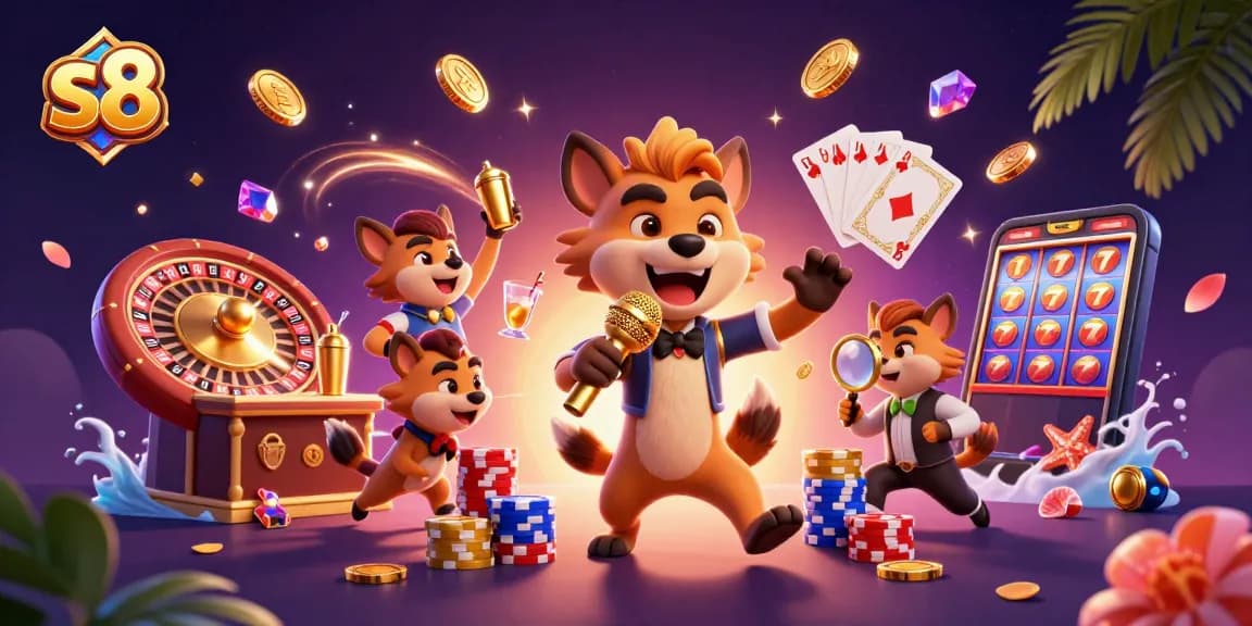 Experience thrilling gameplay at s8 casino with lively hyenas in a dynamic casino setting.