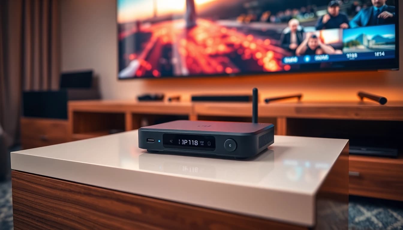 Mit Iptv Kaufen erleben Benutzer modernen Streaming-Spaß in einem gemütlichen Wohnzimmer mit High-Tech-Atmosphäre.