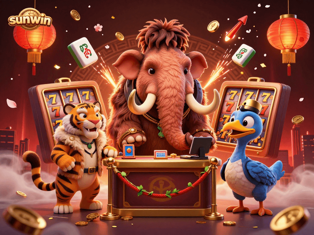 Spin with fortune at sunwin's vibrant slots with a woolly mammoth bouncer and VIPs.