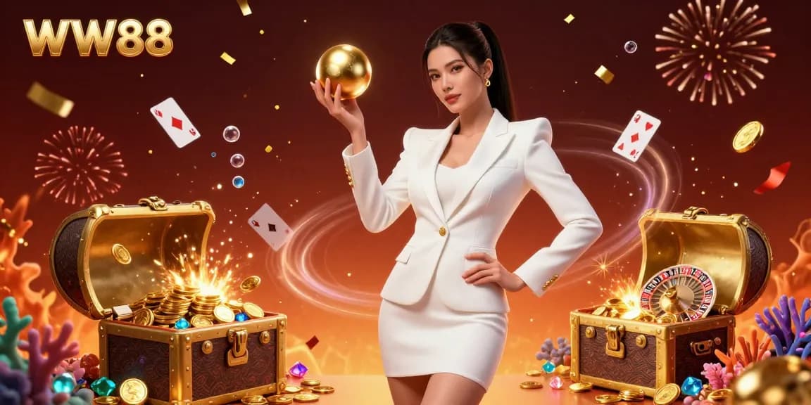 Experience winning at WW88 with this vibrant casino casino-themed digital illustration showcasing dynamic elements.