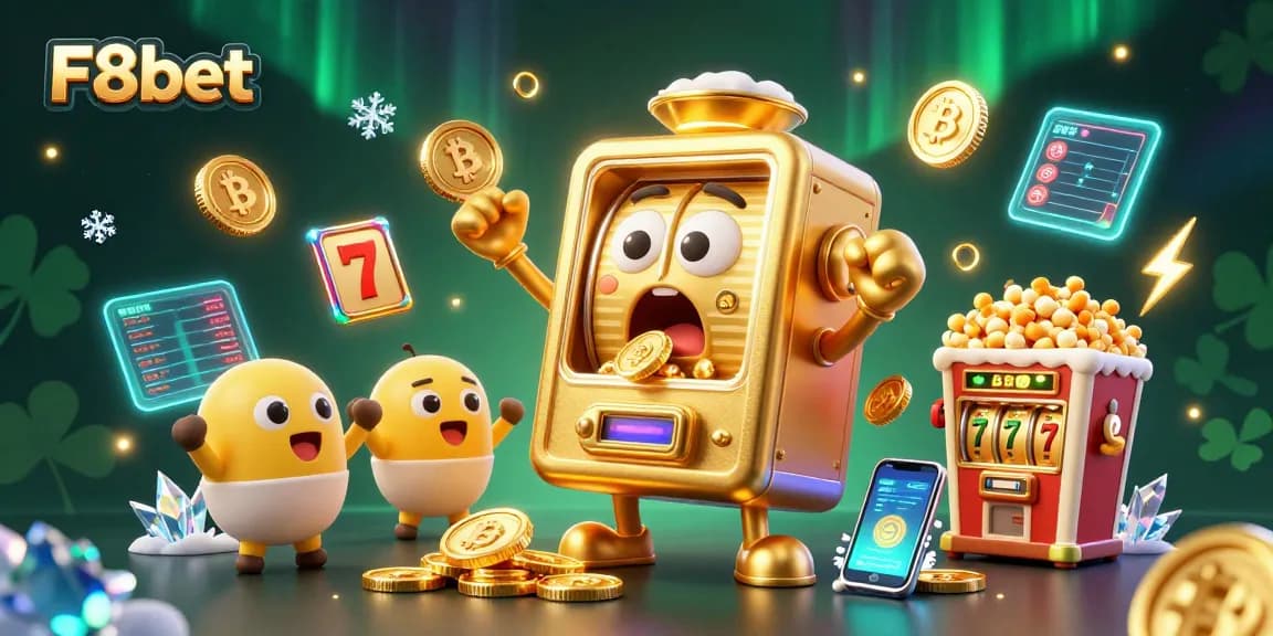 Play and win with F8bet in this colorful and dynamic online casino slot scene.