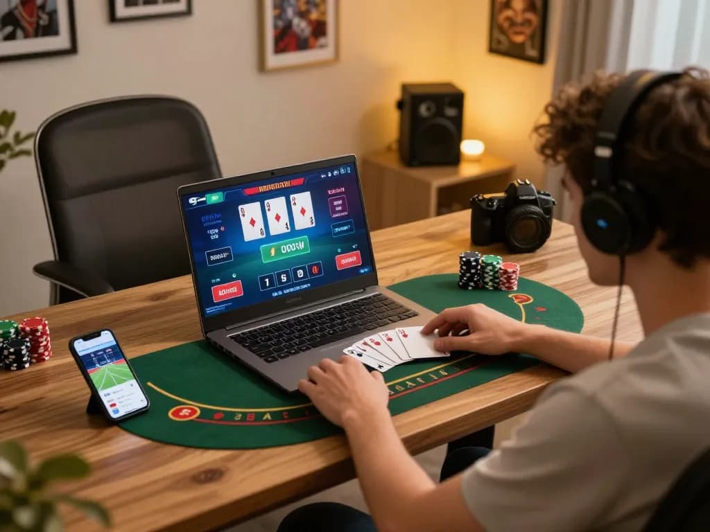 Man88 player focusing on winning strategies during an online blackjack game