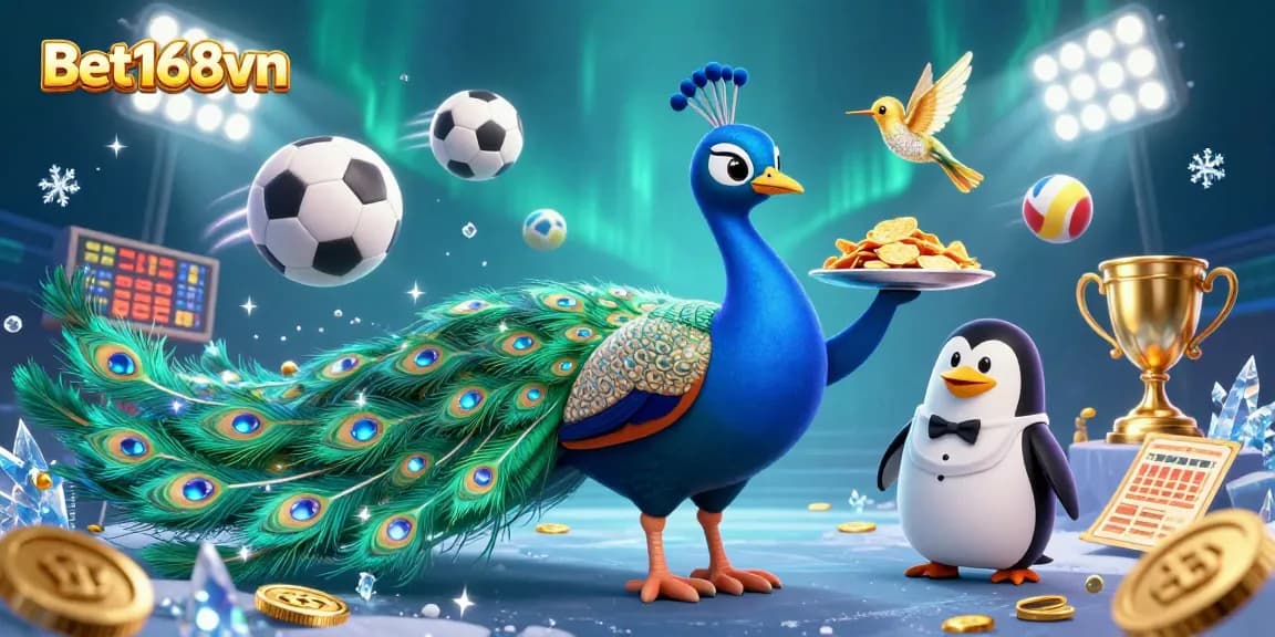 Bet168vn showcases a vibrant casino scene with luxurious characters and dynamic gaming elements.