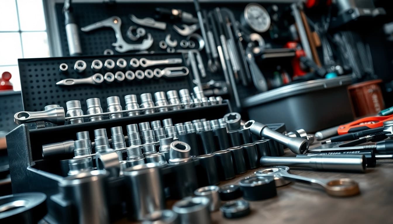 Entdecken Sie hochwertige Facom Werkzeug-Tools, organisiert in einer Werkstatt für Mechaniker.