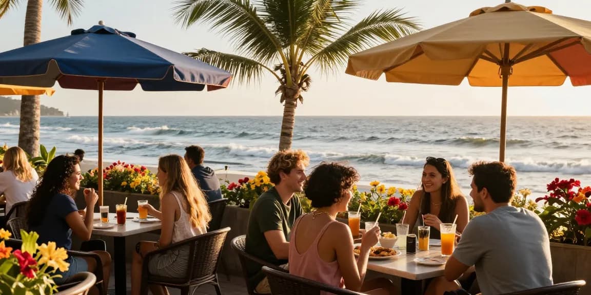 Gathering at an outdoor café, enjoying drinks, showcasing rokok88 rtp travel lifestyle.