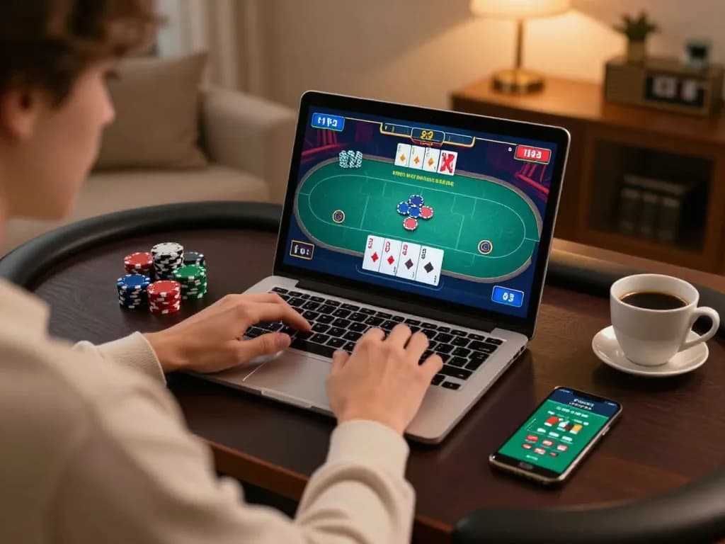 Online poker gameplay with hm888 showing engaging interface while ensuring responsible gambling