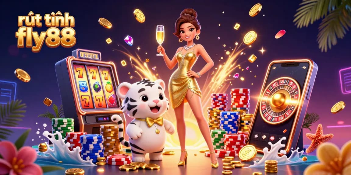 Experience fast withdrawals with rút tiền fly88, highlighted by vibrant casino elements and engaging visuals.