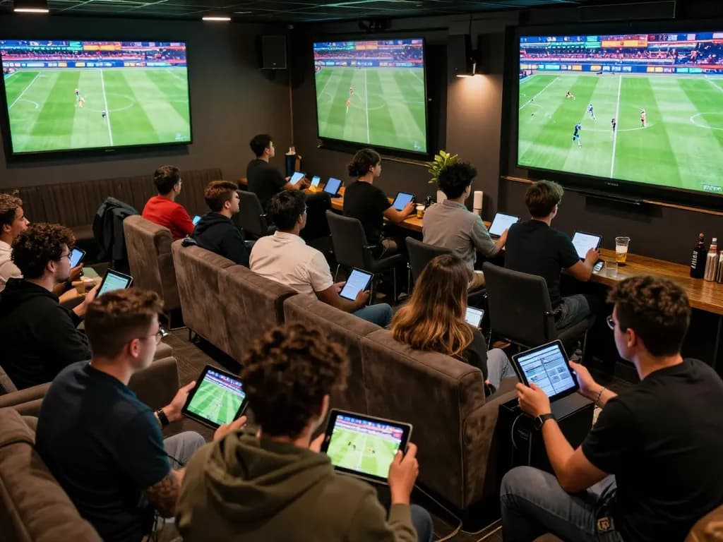 Engaging sports betting experience with บ้านผลบอล7m insights and live match analysis in modern lounge.