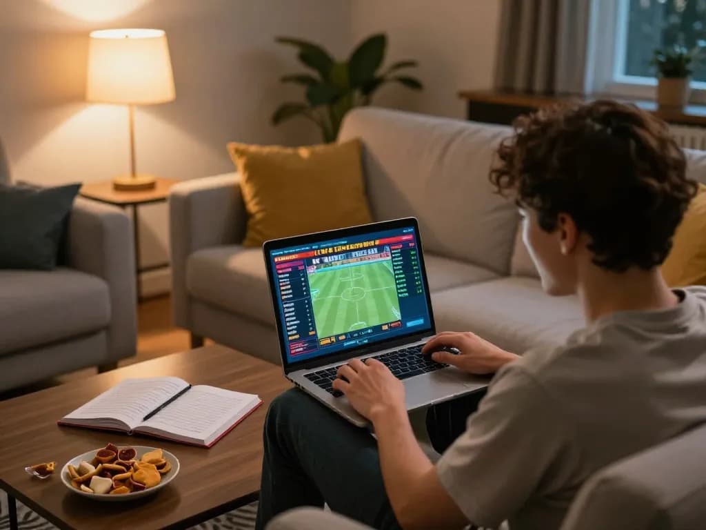 Exciting online betting experience at sin88 with a user placing bets on sports events from home.