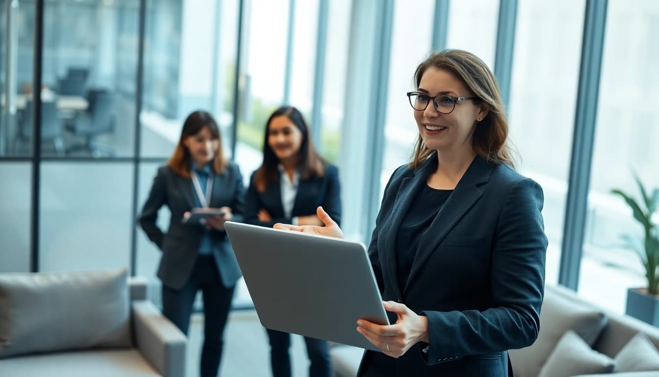 Headhunter Ingenieure im Gespräch mit Ingenieuren in einem modernen Büro.