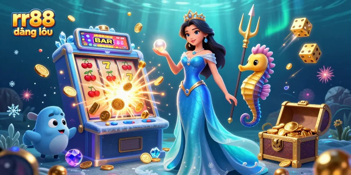 Experience rr88 đăng nhập with exciting slot machines and vibrant casino elements in a dazzling underwater scene.