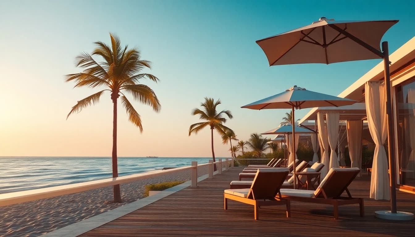 Genießen Sie entspannte Stunden im Küsten-Cabana mit atemberaubendem Blick auf das Meer.