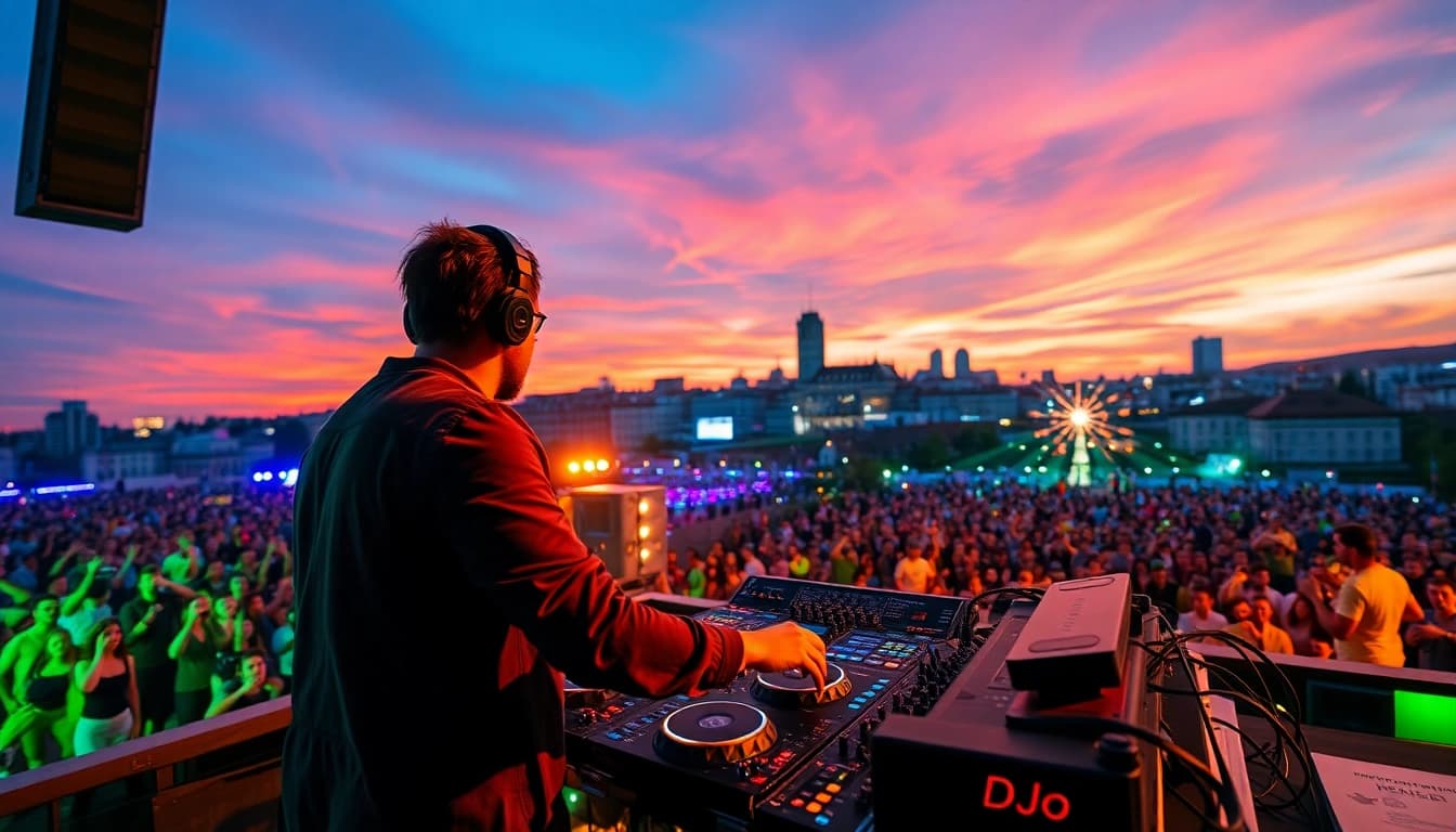 DJ aus München begeistert mit Live-Set vor einem energiegeladenen Publikum.