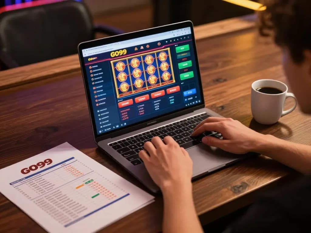 Player enjoying online gaming on GO99 platform with engaging slots and sports betting