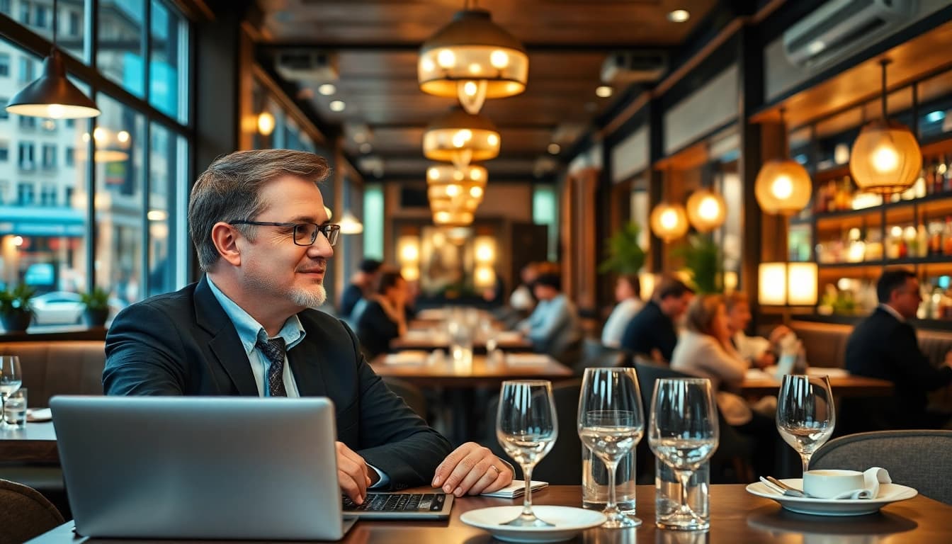 Headhunter Gastronomie im Gespräch mit einem Kandidaten in einem stilvollen Café.