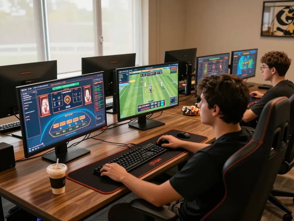 Engaging in thrilling games on GG88 online platform with modern gaming setup and vibrant atmosphere