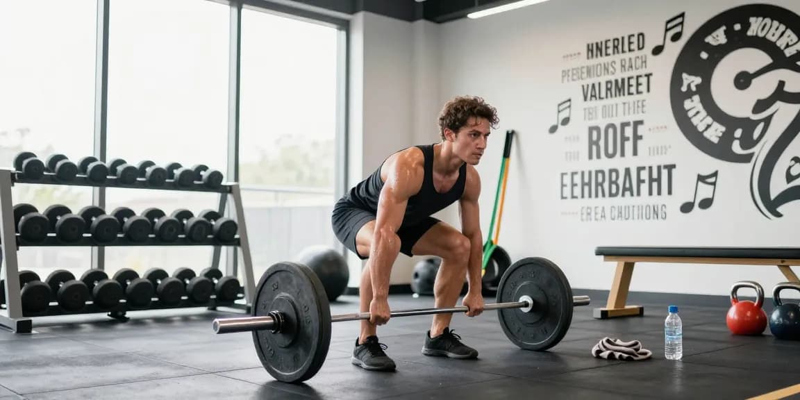 An athletic individual performing a deadlift in a bright gym showcasing dedication, representing the Anabolika Shop's focus on fitness and bodybuilding.