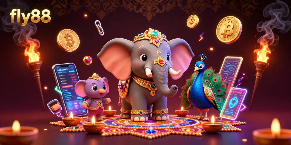 Experience thrilling gameplay at fly88 with vibrant casino elements in a colorful 3D scene.