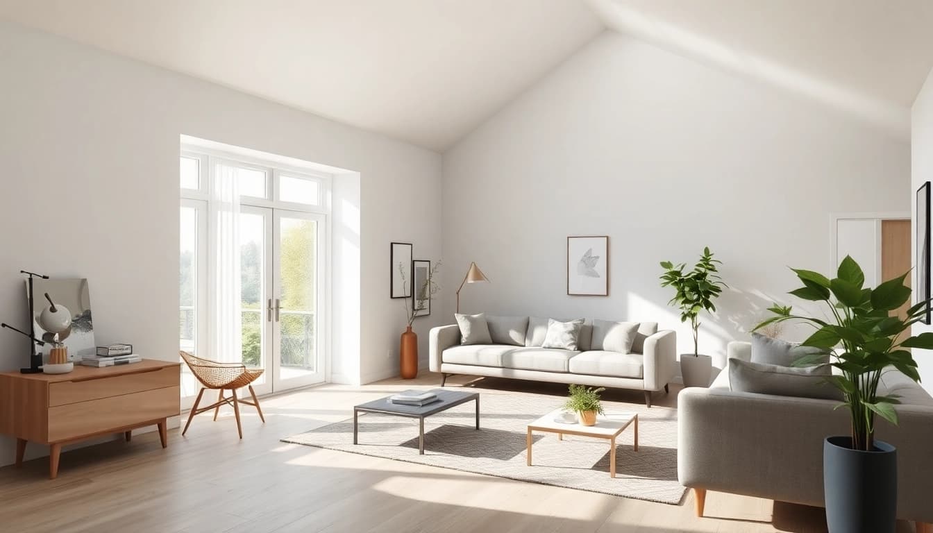 Detailansicht eines hellen, renovierten Wohnraums, der die Möglichkeiten der Hausrenovierung perfekt präsentiert.