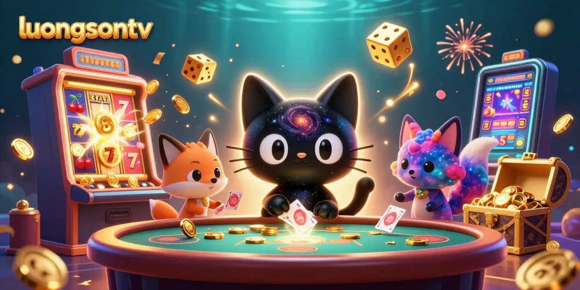 Experience thrilling gaming with luongsontv's captivating 3D casino scene bursting with vibrant colors.