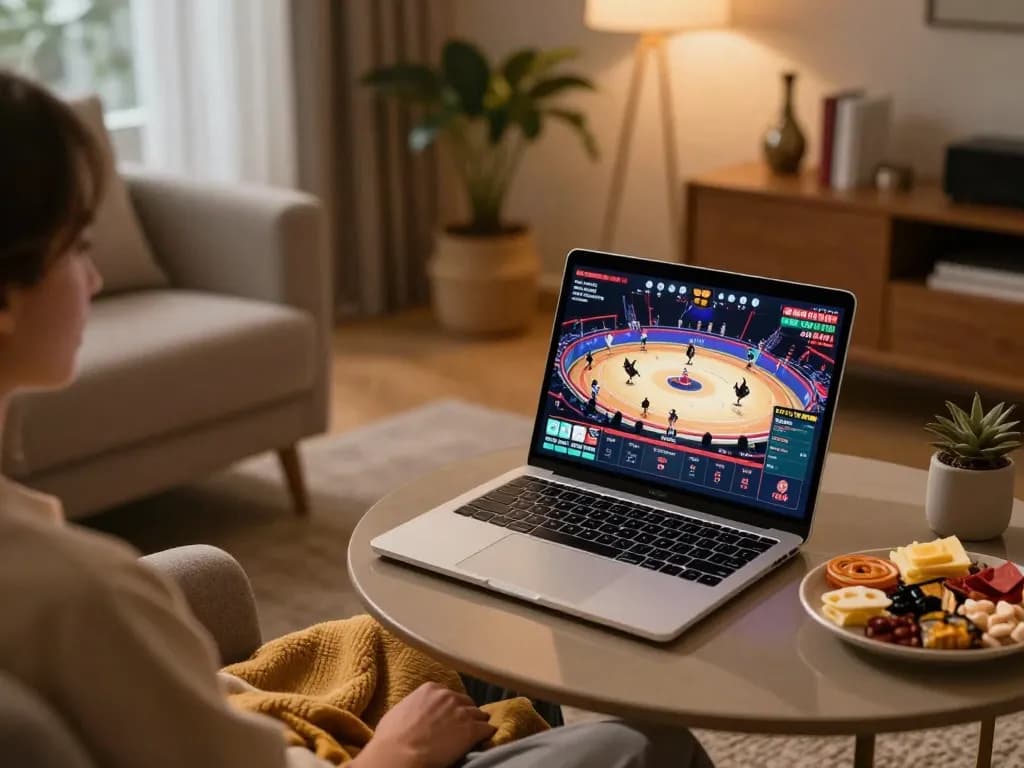 Xem trực tiếp đá gà bình luận trên laptop trong một không gian ấm cúng, tạo ra trải nghiệm cá cược hấp dẫn.