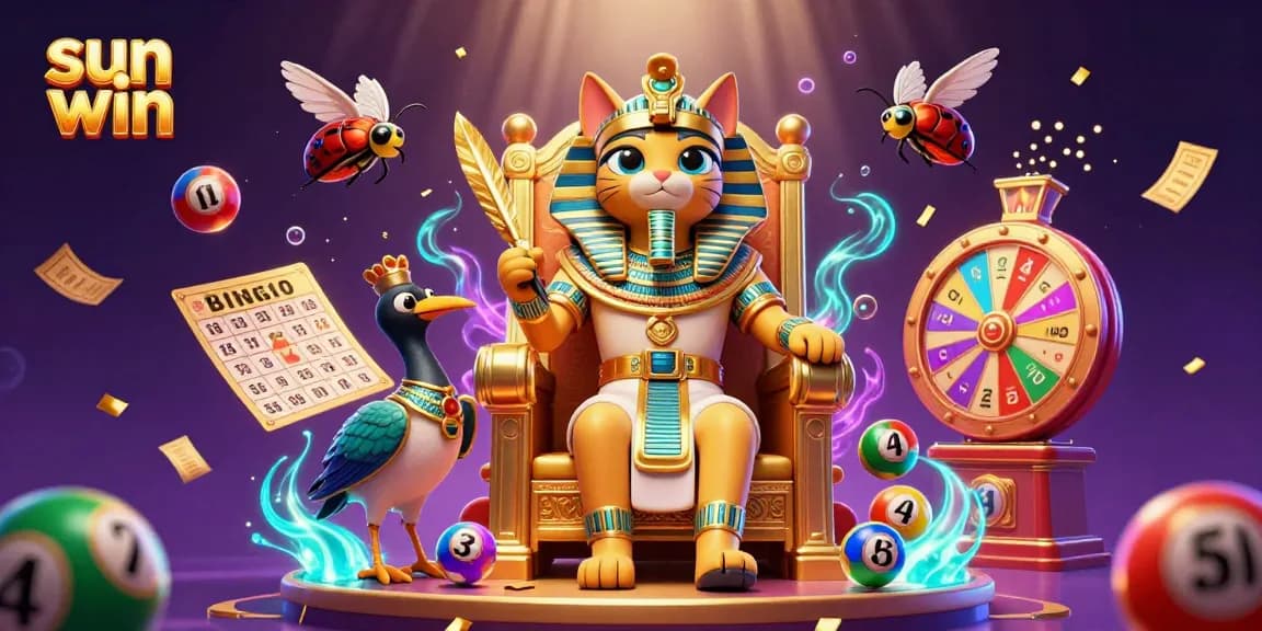Try your luck with Sun Win in an exciting lottery-themed casino scene bursting with vibrant colors.