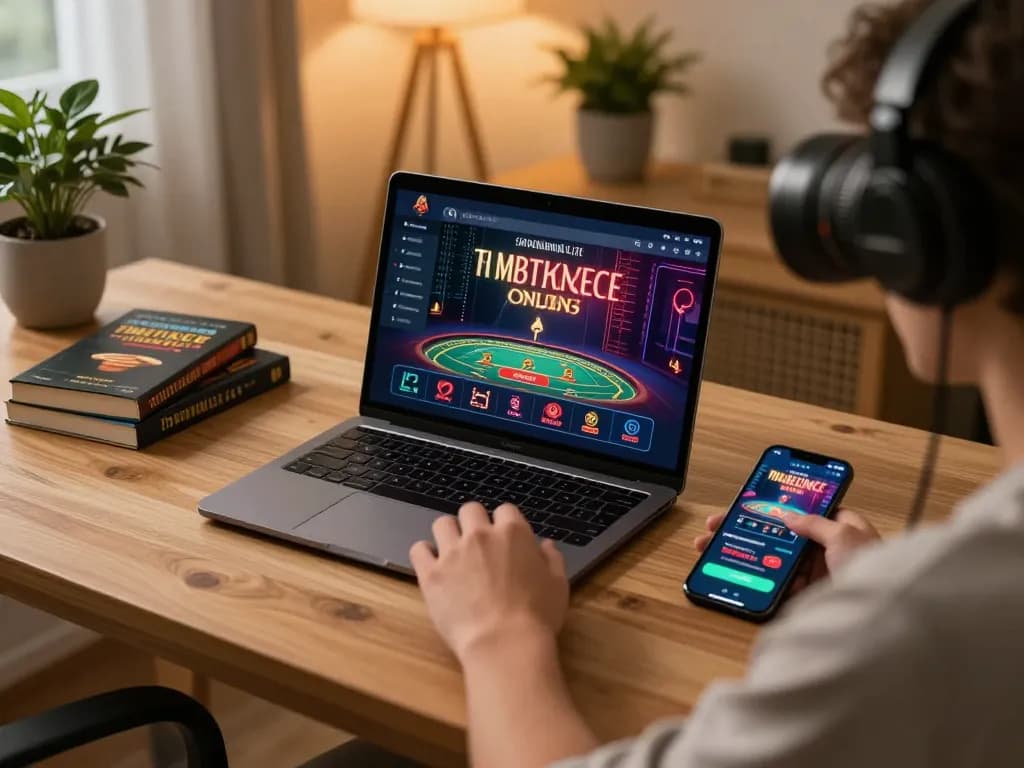 Engaging with the trang chủ C168 online casino interface on a modern laptop in a cozy home setting.