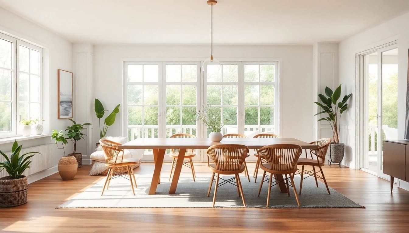 Modernes Wohnambiente mit harmonischer Raumgestaltung, natürlichem Licht und eleganter Einrichtung
