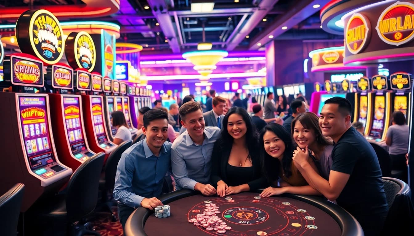 Spiele bei casino spiele.de an einem Blackjack-Tisch in einem lebhaften Casino.