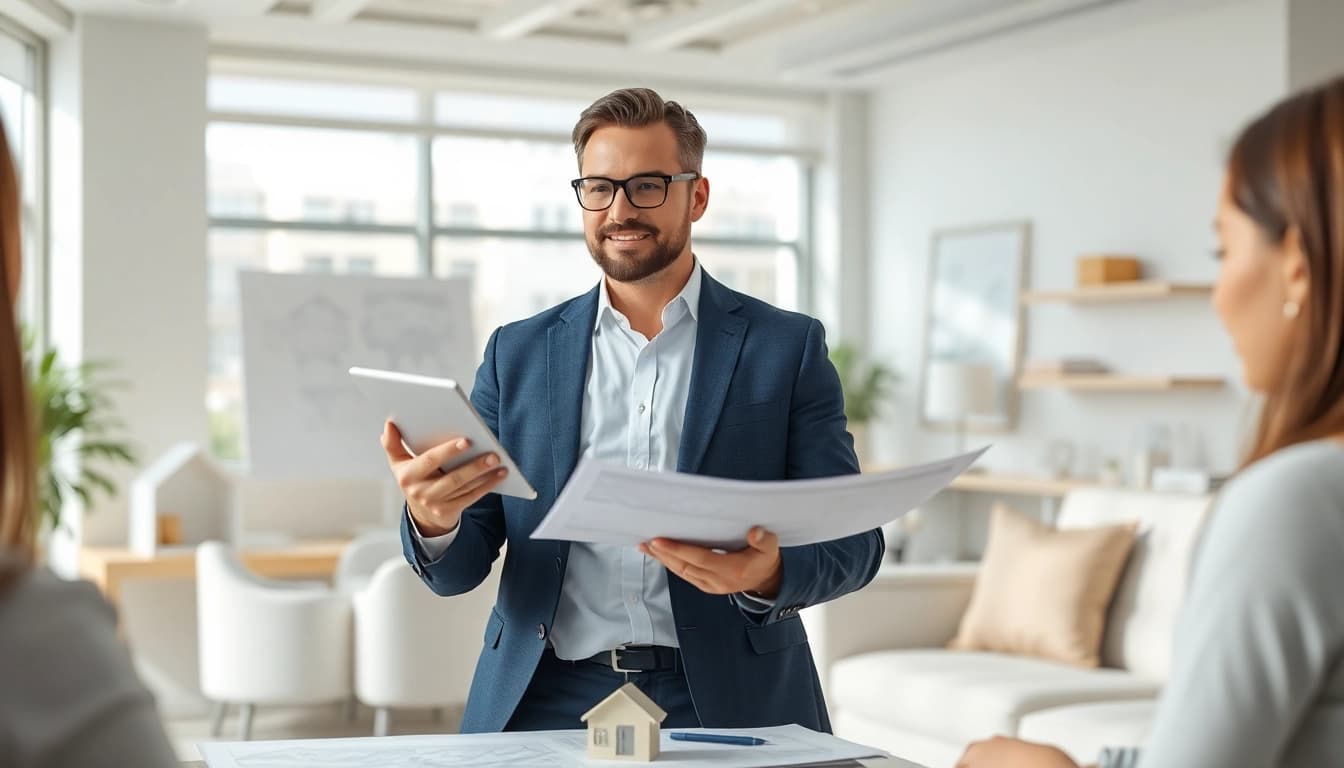 Immobilienmakler Frankfurt Dornbusch berät kompetent in einem modernen Büro.