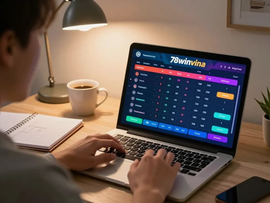 Immerse in online sports betting excitement with 78winvina at home, showcasing live odds and strategy notes.