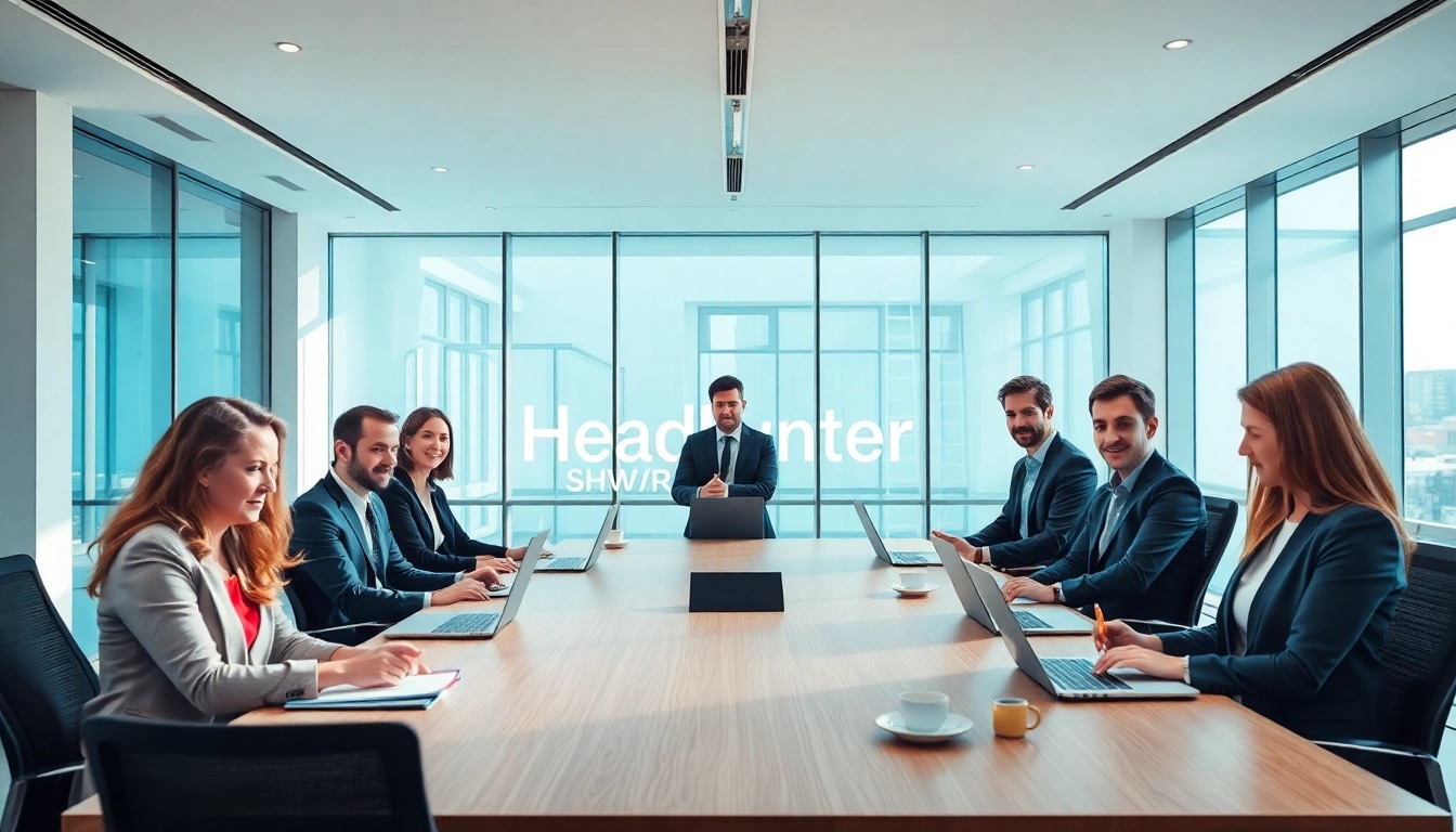Headhunter Schweiz in einem modernen Büro mit Fachleuten, die zusammenarbeiten und Ideen austauschen.