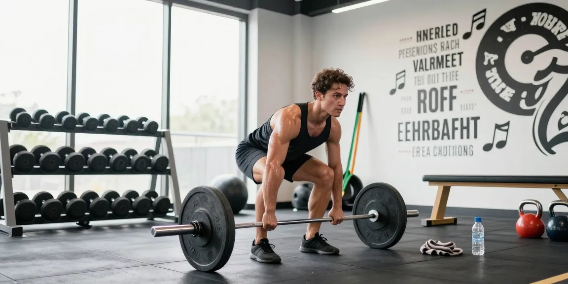 An athletic individual performing a deadlift in a bright gym showcasing dedication, representing the Anabolika Shop's focus on fitness and bodybuilding.