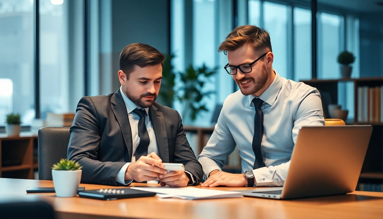 Führungskräfte Vertrieb Headhunter berät talentierten Kandidaten in modernem Büro.