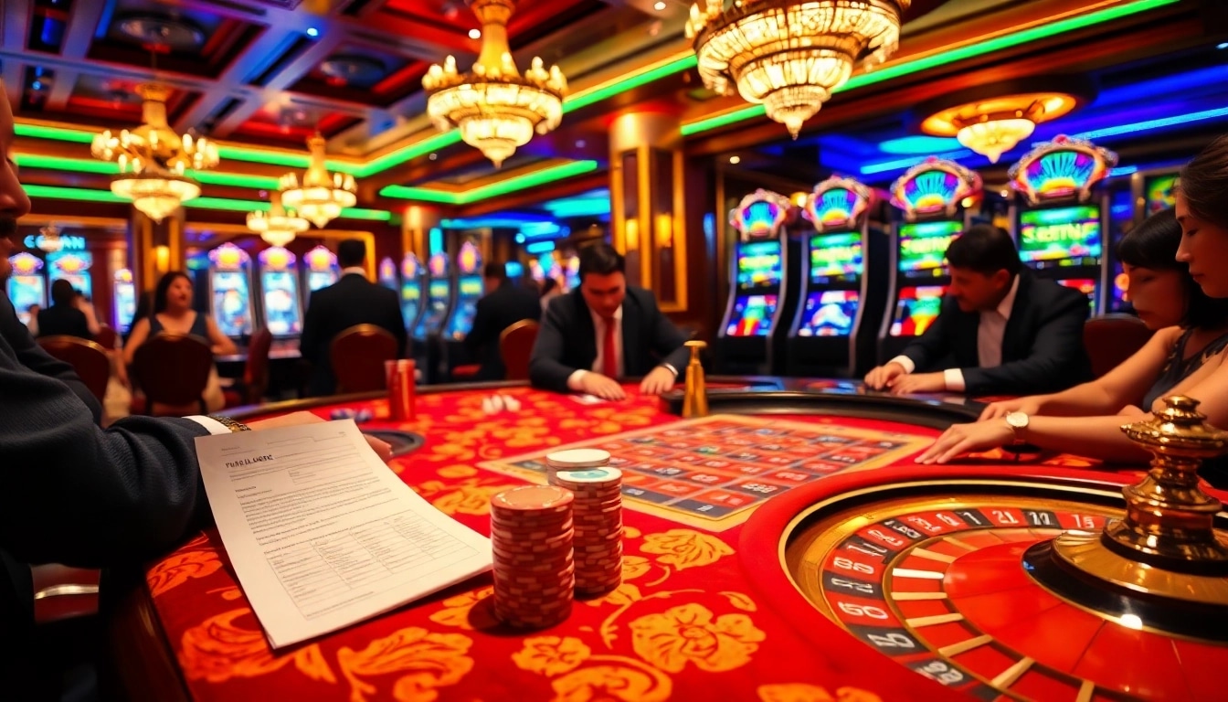 Excited players enjoying a game at the GG88 luxurious casino table with poker chips.
