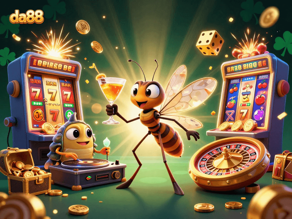 Experience thrilling gaming adventures at da88 with a unique casino twist featuring vibrant characters and iconic symbols.