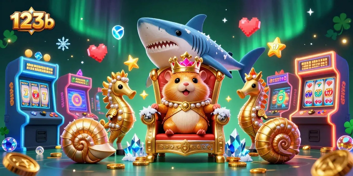 Engage in exciting gaming experiences with 123b’s vibrant casino-themed illustration featuring a hamster king.