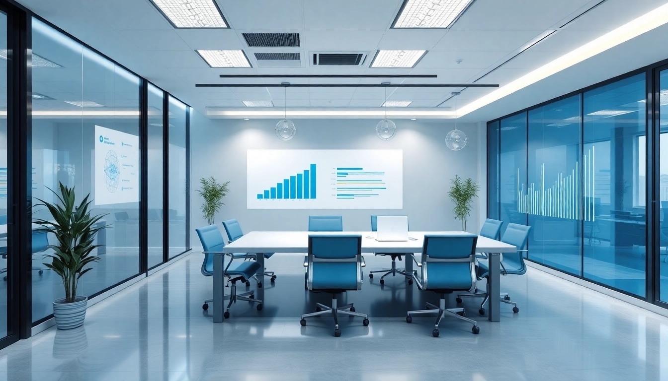 Professionelle Unternehmensberatung visualisiert durch Diagramme und moderne Büros.