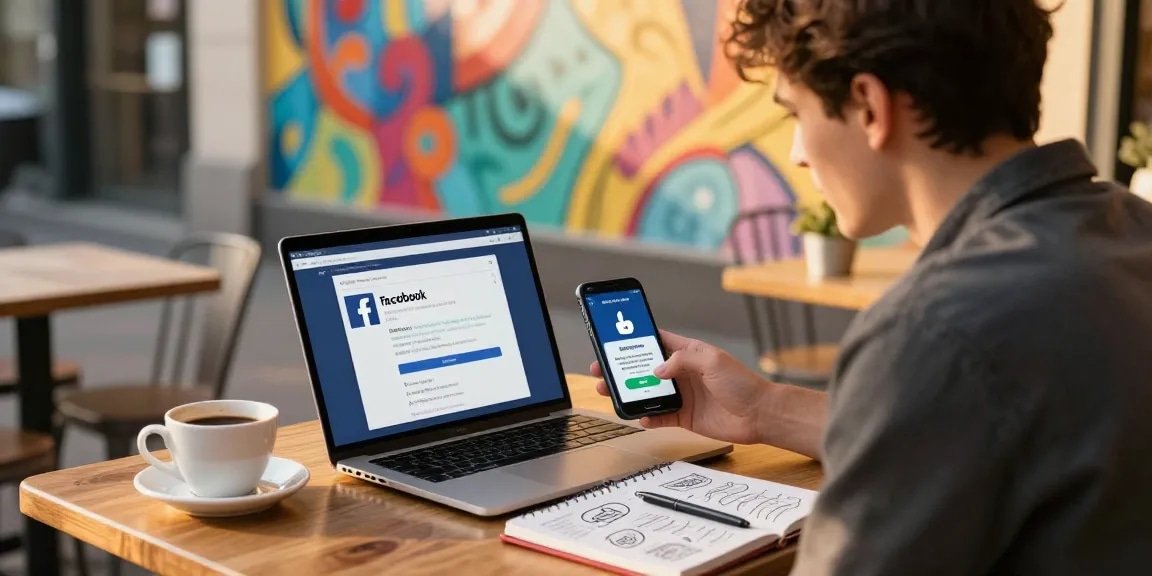 Junge Unternehmerin in einem Café, die Facebook Likes kaufen plant und kreative Ideen notiert.