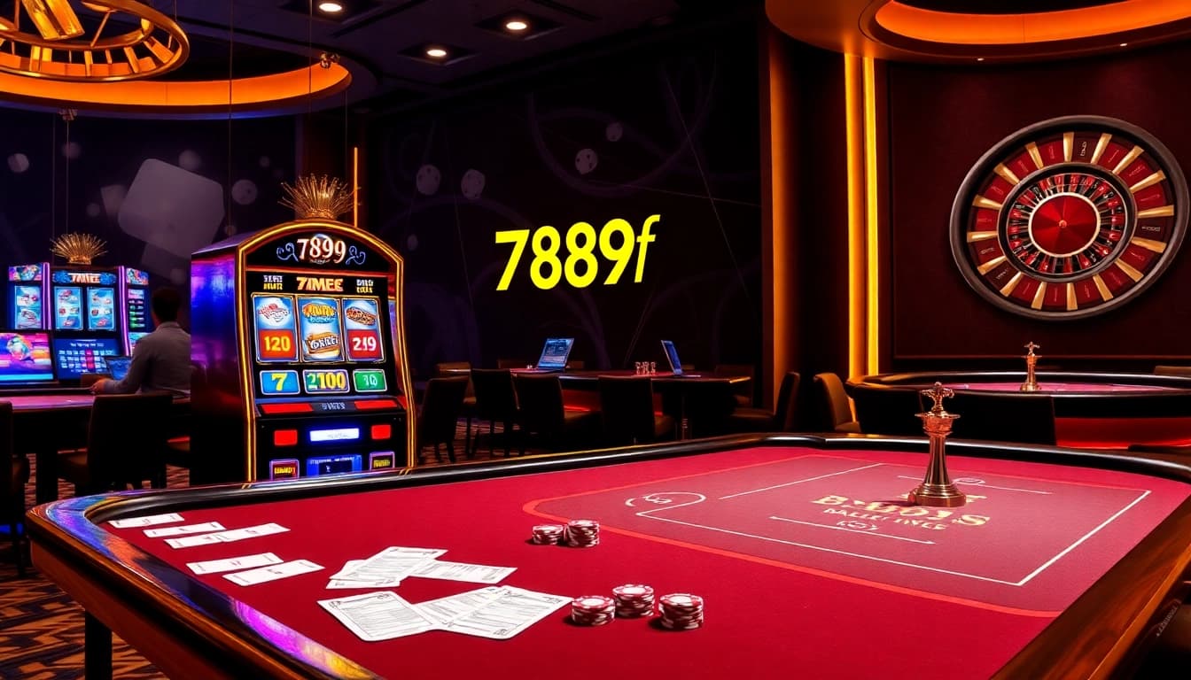 Experience the thrill of gambling with 789f as players engage at vibrant casino tables and slot machines.