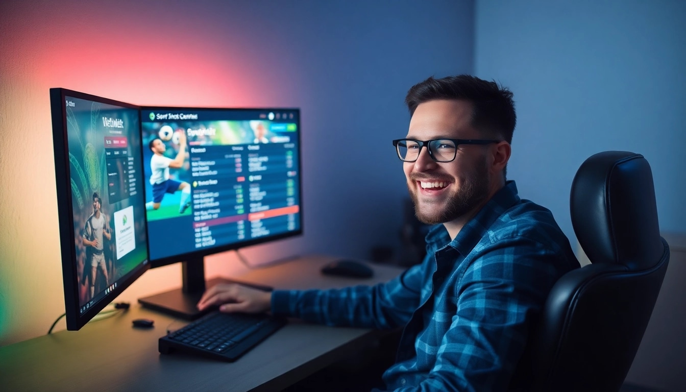 Webseite zeigt einem Spieler, der spannende Wetten bei einem online wettanbieter ohne lizenz platziert.
