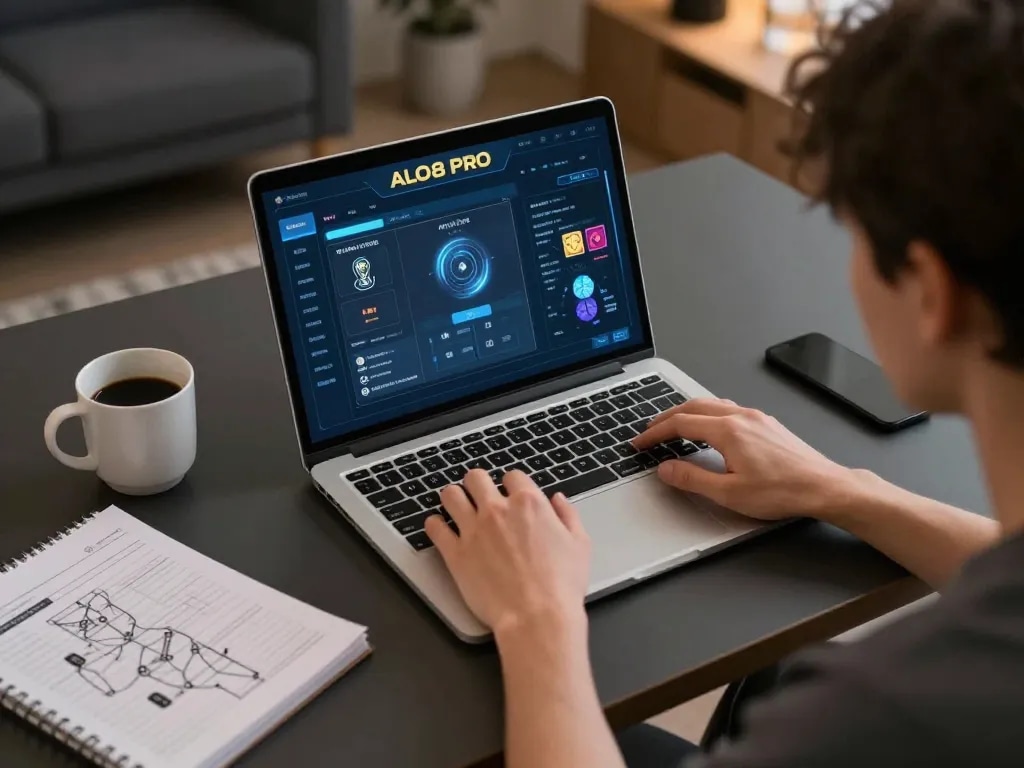Player strategizing at ALO8 PRO online casino, enjoying a comfortable home setup.