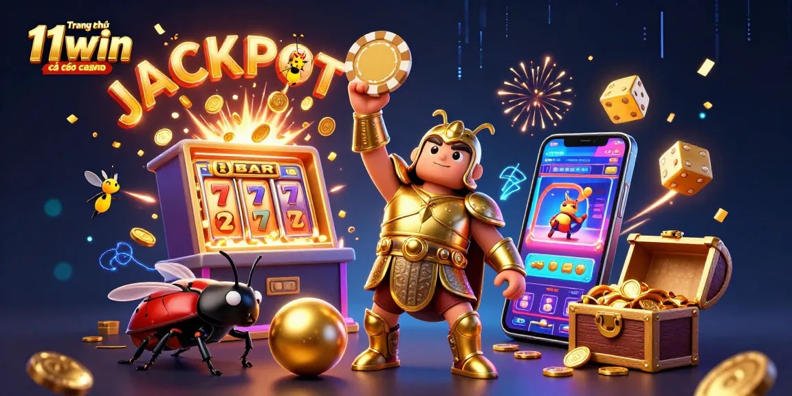 Experience the thrill of Trang chủ 11win cá cược casino with a vibrant 3D jackpot scene.