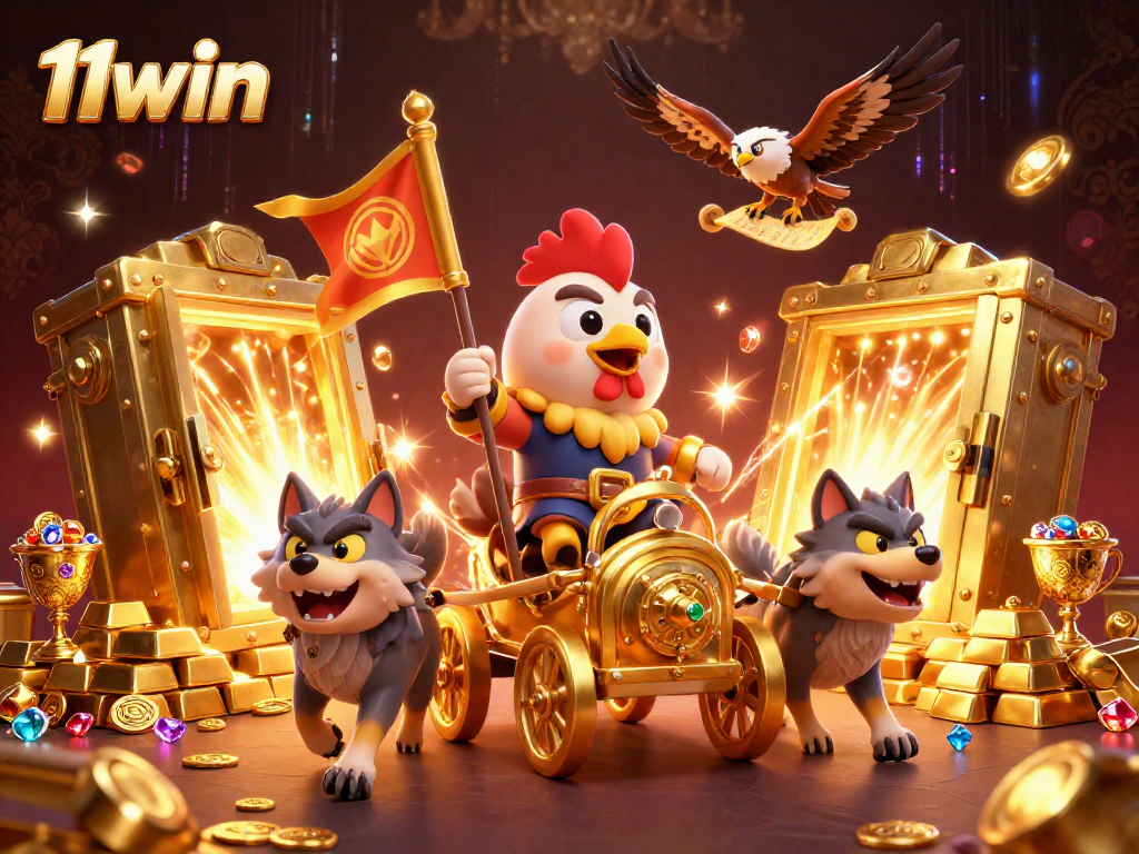 Bet on 11win with the golden rooster warlord leading a treasure-filled adventure